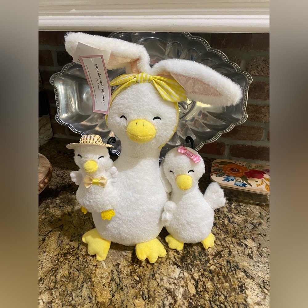 Cupcakes and Cashmere freestanding plush duck trio
- easter spring decor NEW